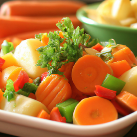 Salada de legumes (chuchu,  batata,  cenoura)