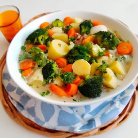 Sopa de capeleti, batatas, cenoura e brocolis