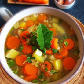 sopa de legumes com proteína de soja