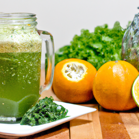 Suco verde com laranja e hortelã