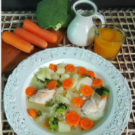 sopa de legumes e peixe