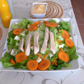 Salada de frango com ricota e molho de mostarda e mel