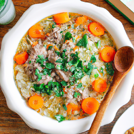 Sopa de Paleta e legumes com arroz integral