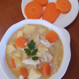 sopa de batata com cenoura e frango