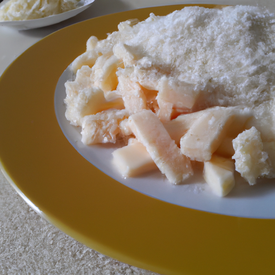Beiju de tapioca com queijo e manteiga