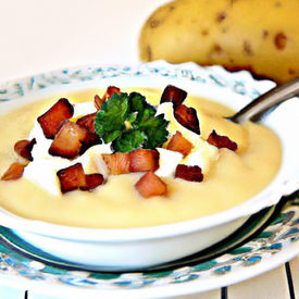 Sopa cremosa de batatas com requeijão