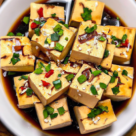 Filet de Tofu Apimentado com Cebola