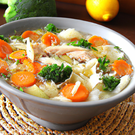 Sopa de frango com legumes e macarrão