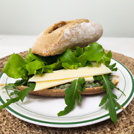 Sanduba pao integral, queijo branco e salada