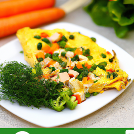 omelete frango com legumes