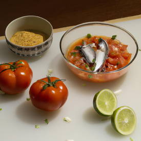 salada de tomate com sardinha