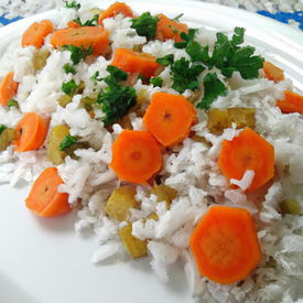 arroz com cereais e cenoura
