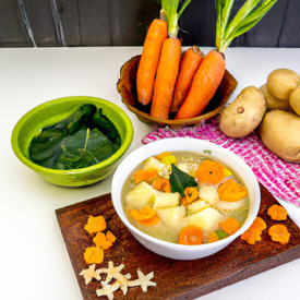 sopa cenoura, mandioquinha e batata