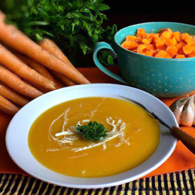 Sopa fria de cenoura com gengibre