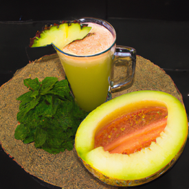 Suco  Melão com casca de Abacaxi e hortelã