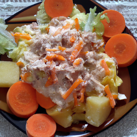 Salada de batata com atum e creme de leite light