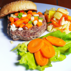 hamburguer caseiro carne e legumes