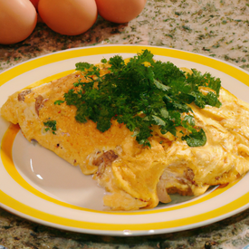omelete com carne moida
