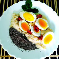 foto da receita Tapioca com ovos mexidos e quinoa 