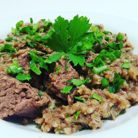 Risote de carne com arroz integral e lentilha