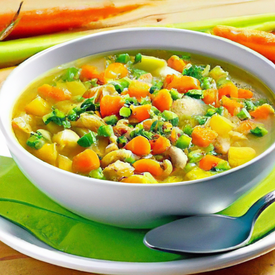 Sopa de legumes com salsão e carne