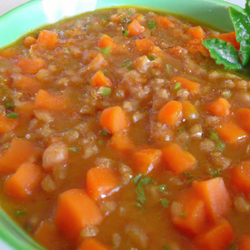 Sopa de lentilha e cenoura