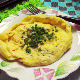 Omelete com alho-poró