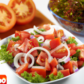 salada de tomate, alface e cebola