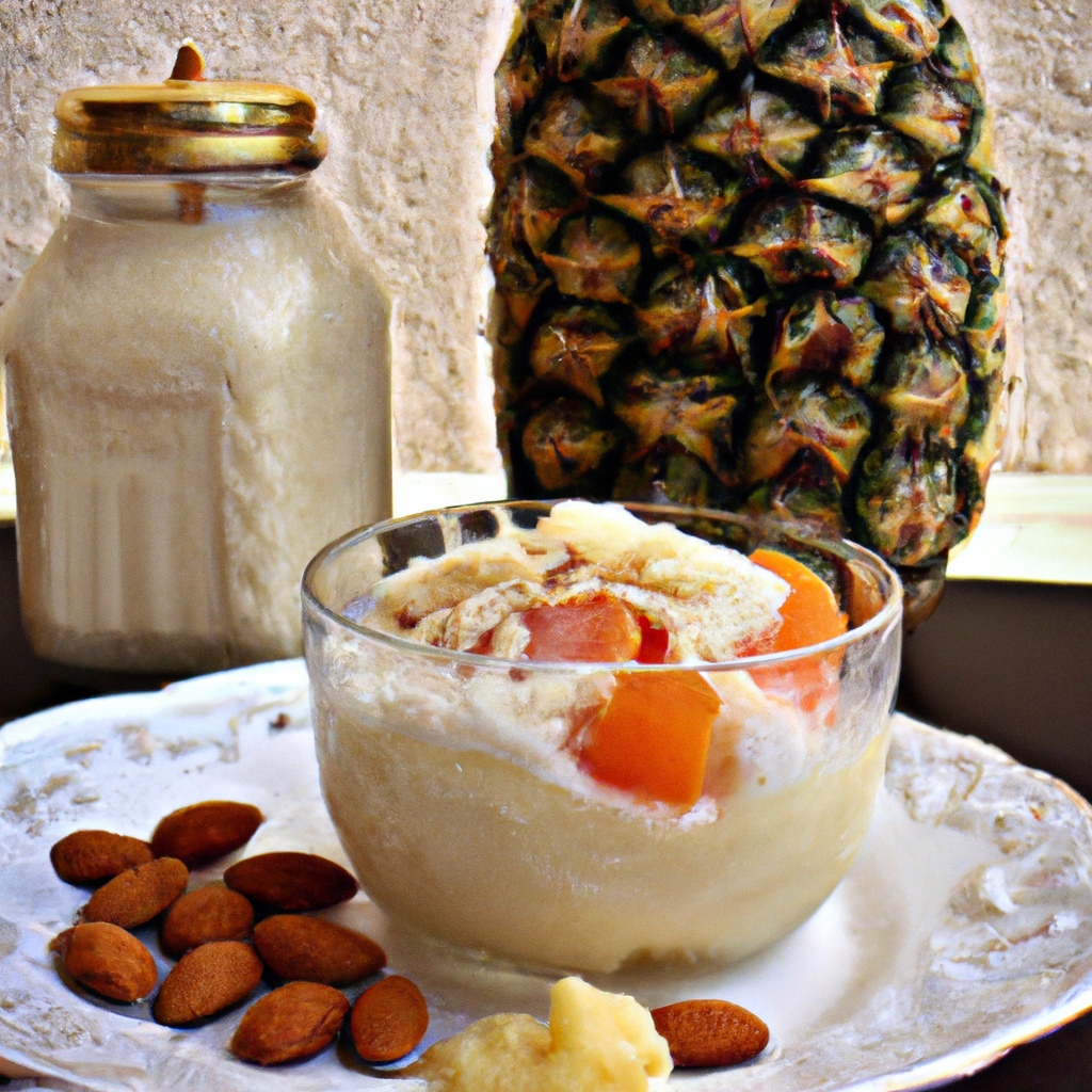 foto da receita Leite de coco,   damasco,   amêndoas,   tâmaras e  abacaxi