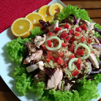 foto da receita Salada de frango desfiado com molho agridoce