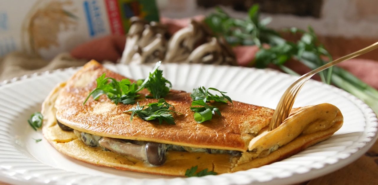 foto da receita Omelete Vegano com Shitake e Creme de Tofu
