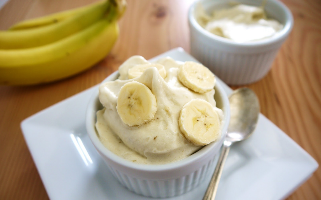 foto da receita Sorvete proteico com iogurte de banana
