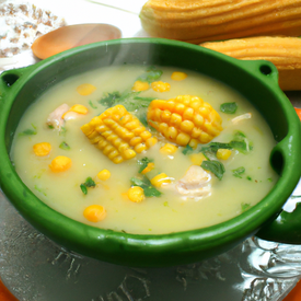 Sopa de milho verde com frango